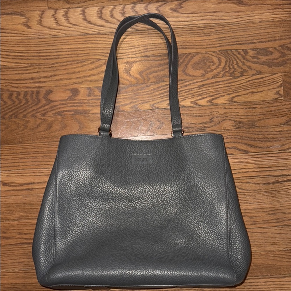 Elegant Gray Leather Tote Bag